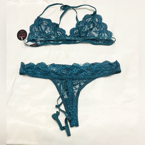 Sz XL Acidlove  Womens Lingerie 2 Piece Lace Babydoll Sexy V Neck Bra and Panty - Picture 5 of 6